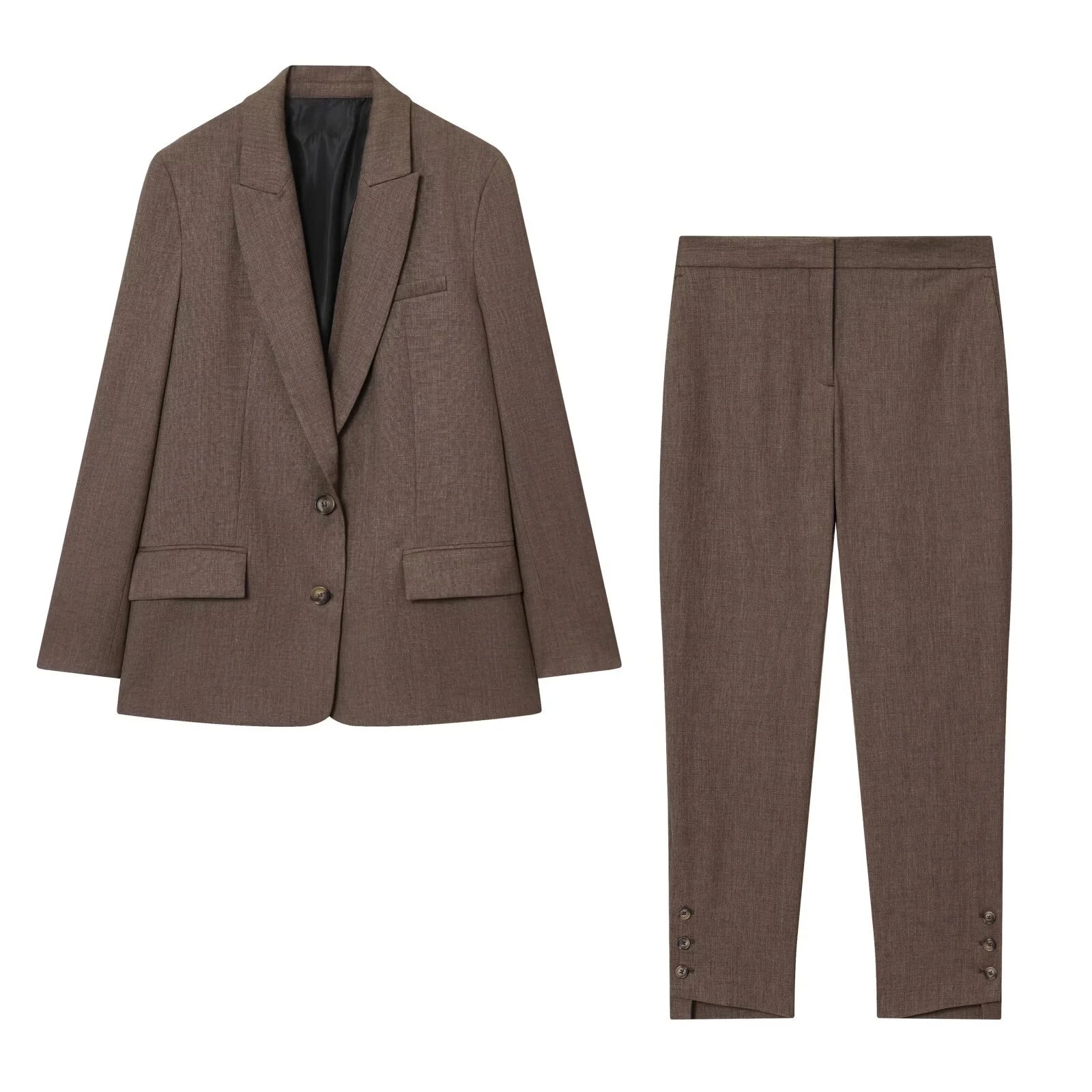 2025 Autumn New Women's Wear Casual Simple Fashion Commuter Versatile Collar Long Sleeve Suit Coat+Mid Waist Pants