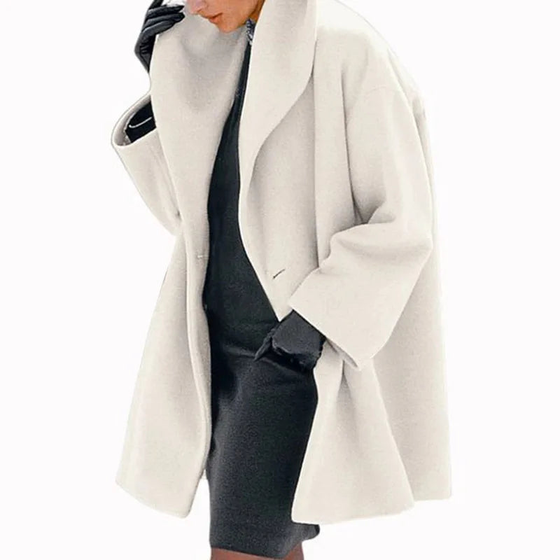 Fashionable Autumn/Winter Wish Women's Woolen Overcoat Loose-Fit Hooded Multicolor Round Neck Coat Amazon Color Block