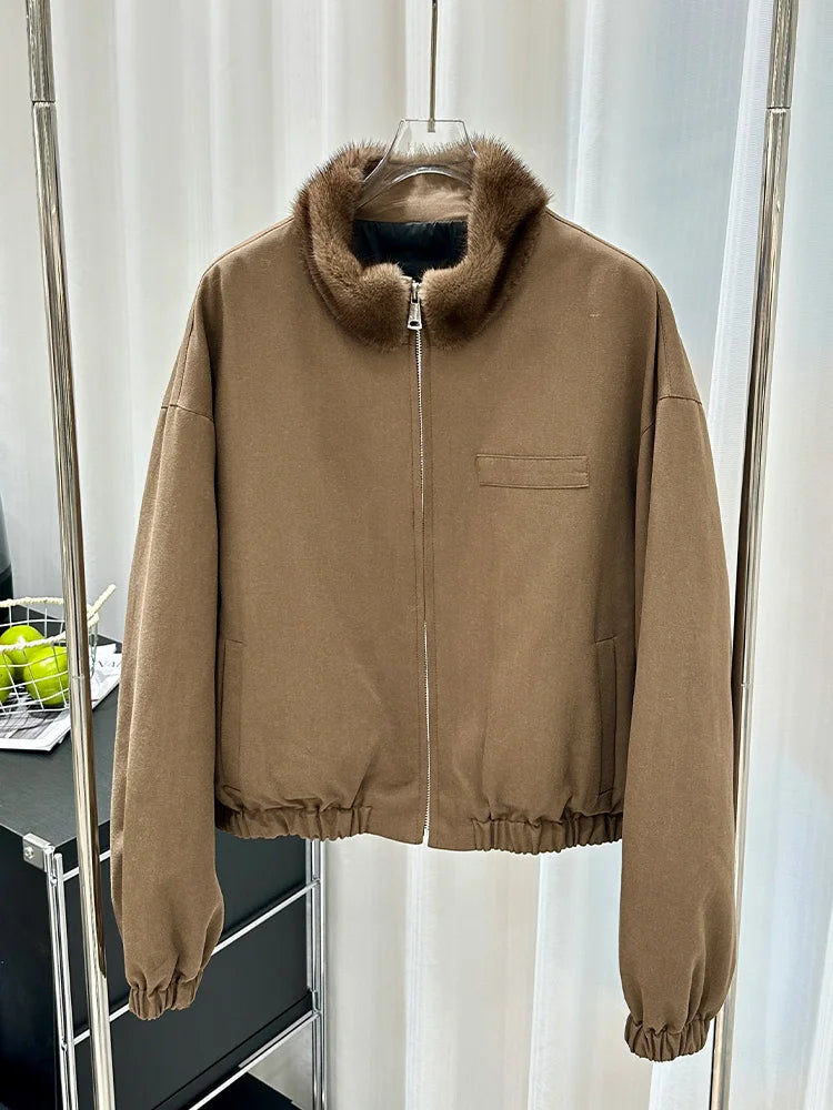 2025 Women Winter Warm Goose Down Jackets Puffer Jackets Real Natural Mink Fur Collar Coat Thick Coat Female Outwear