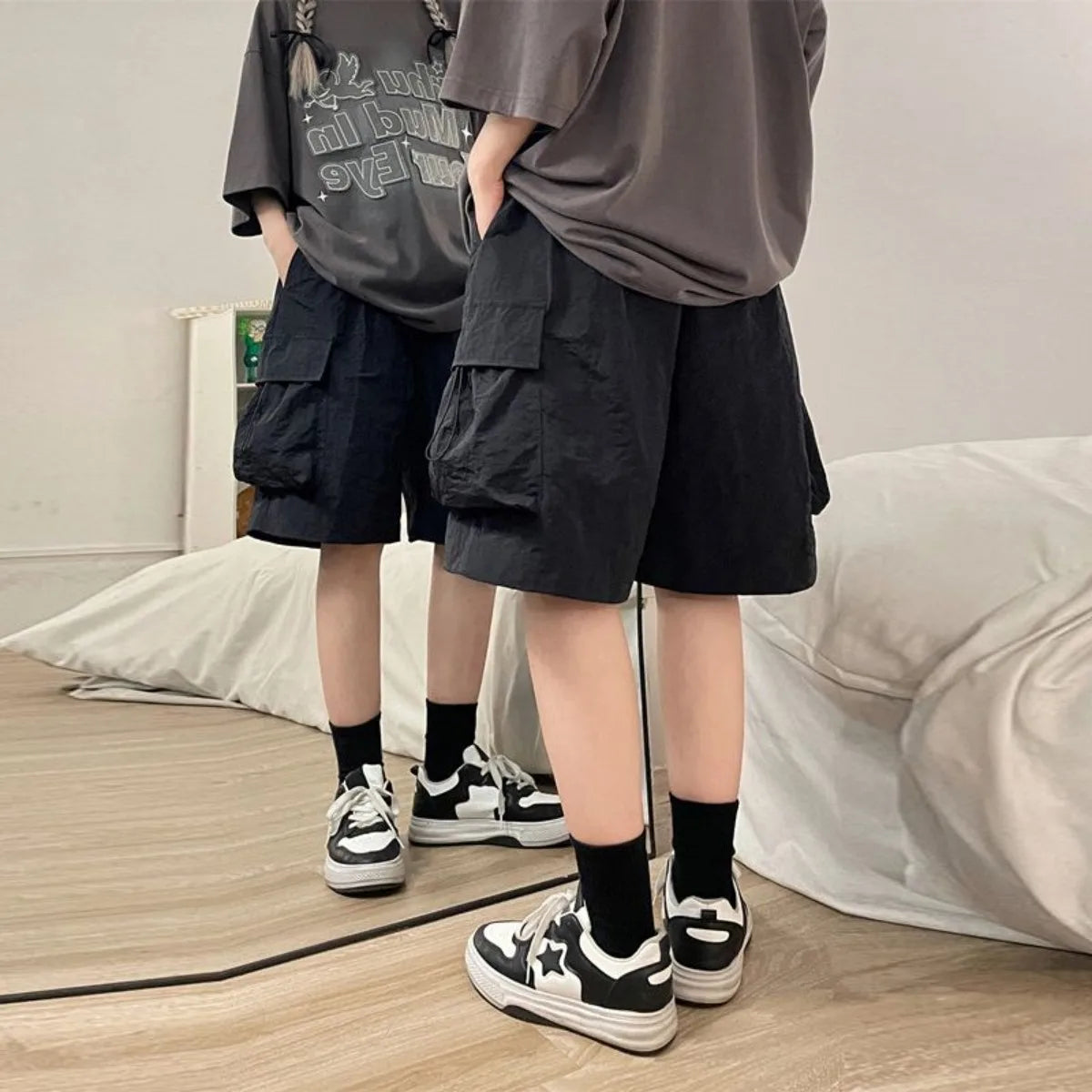 Women High Waist Cargo Shorts American Style Streetwear Summer Wide Leg Pants Fashion Female Big Pocket Loose Shorts