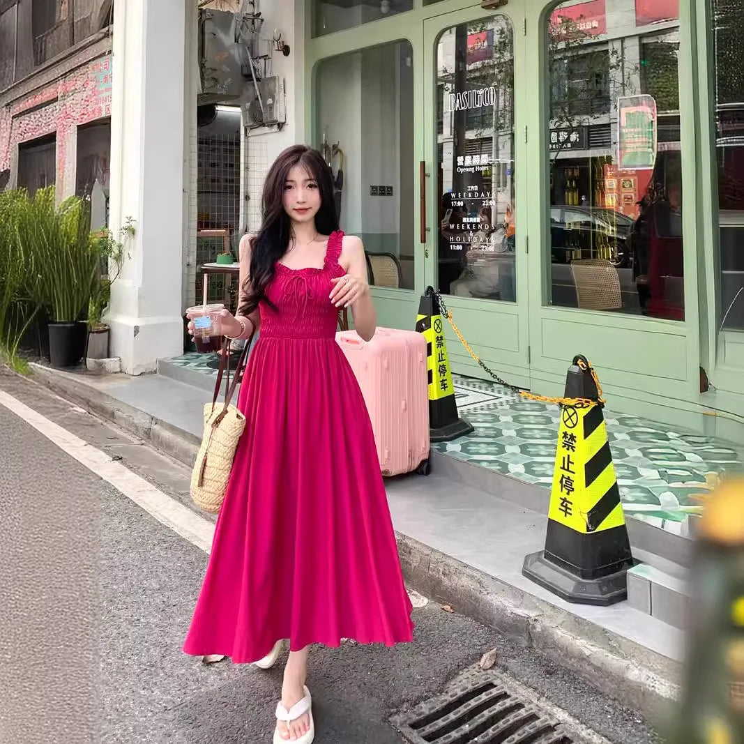 French Strapless Sexy Slim Belly-covering Skirt Long Skirt Suspender Rose Dress for Women