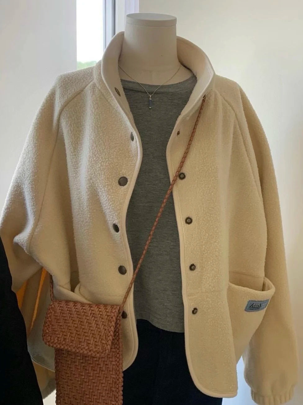 Candy Miss Korean Sle Modest Mood Fce Lined ort Coat Women's Loose Warm Outerwear Cact Size Winter Jaet