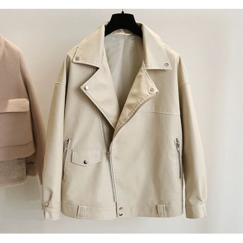 Autumn and Winter Korean Style Motorcycle Lapel Loose Versatile Jacket Cardigan Short Coat