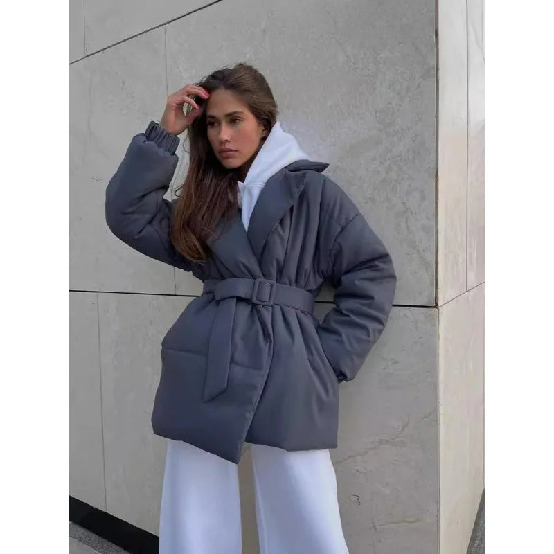 Women's Cotton Puffer Jacket Winter Loose Parkas Coat Vintage Bread Jacket Outwear Office Ladies Warm Quilted Jacket